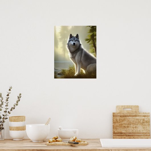 Timber Wolf Wildlife Portrait Poster (Küche)