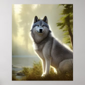 Timber Wolf Wildlife Portrait Poster (Vorne)