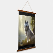 Timber Wolf Wildlife Portrait Wandteppich Mit Holzrahmen (Gewinkelt)