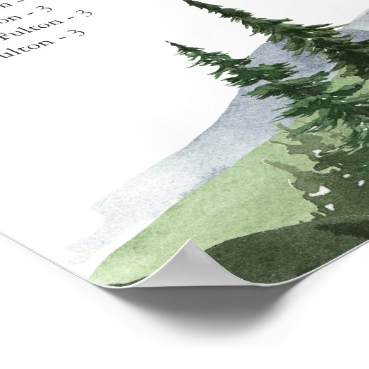 Timberline | Alphabetical Wedding Seating Chart Poster (Ecke)