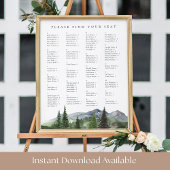 Timberline | Alphabetical Wedding Seating Chart Poster