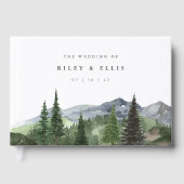 Timberline | Aquarell-Bergwald-Hochzeit Gästebuch (Vorderseite)