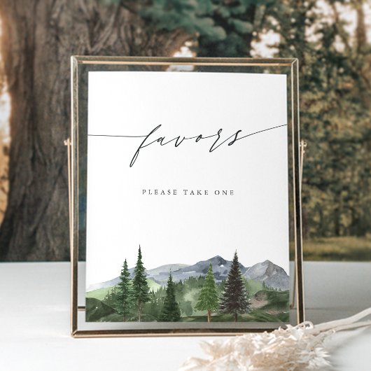 Timberline-Aquarell-Gebirgs-Wald-Geschenk-Schild Poster
