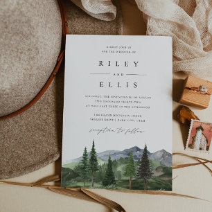 Timberline Aquarell-Wald-Berg-Hochzeit Einladung