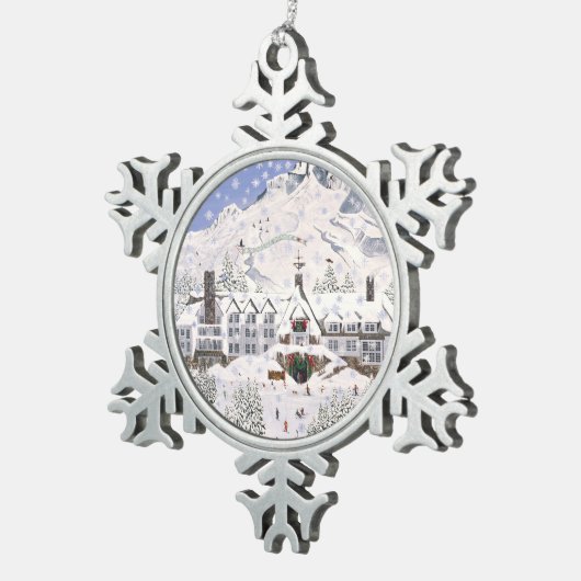 Timberline-Häuschen Schneeflocken Zinn-Ornament (Rechts)