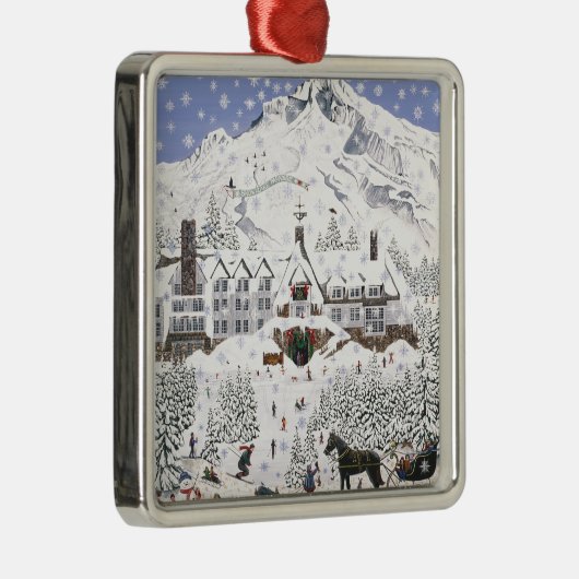 Timberline-Häuschen Silbernes Ornament (Rechts)