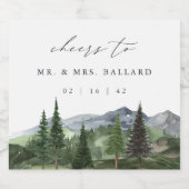 Timberline | Hochzeit des Wasserfarbenwaldes Alkoholflaschenetikett (Einzelnes Label)