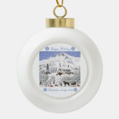 Timberline Lodge Weihnachtsschnee Keramik Kugel-Ornament (Vorderseite)