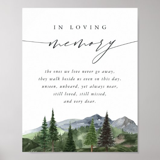 Timberline | Mountain Forest Wedding Memorial Sign Poster (Vorne)