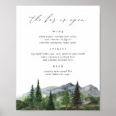 Timberline | Mountain Wedding Bar Menu Sign Poster (Vorne)