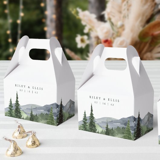 Timberline | Wasserfarben-Berghochzeit Geschenkschachtel
