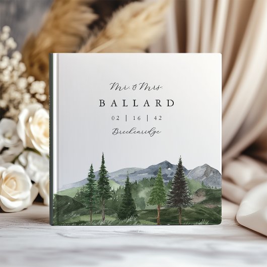 Timberline | Watercolor Mountain Forest Wedding Gästebuch