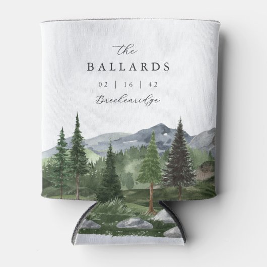 Timberline | Watercolor Mountain Wedding Favor Dosenkühler (Vorderseite)