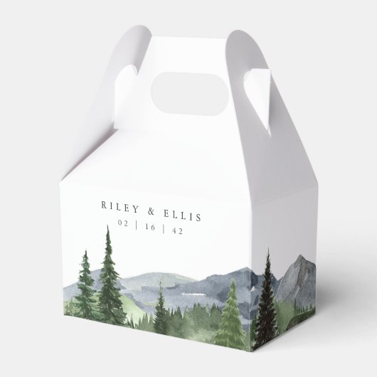 Timberline | Watercolor Mountain Wedding Geschenkschachtel (Vorderseite)