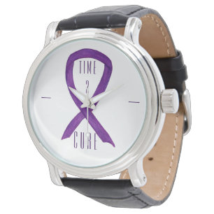 Time 2 Cure Lila Awareness Ribbon Wrist Watch Armbanduhr