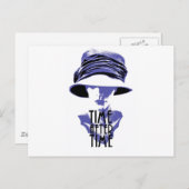 Time After Time Bleu Chapeau Postkarte (Vorne/Hinten)