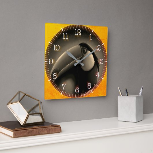 Time and illustrated art on your wall. quadratische wanduhr (Büro)