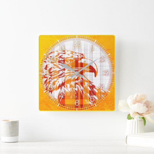 Time and illustrated art on your wall. quadratische wanduhr (Zuhause)