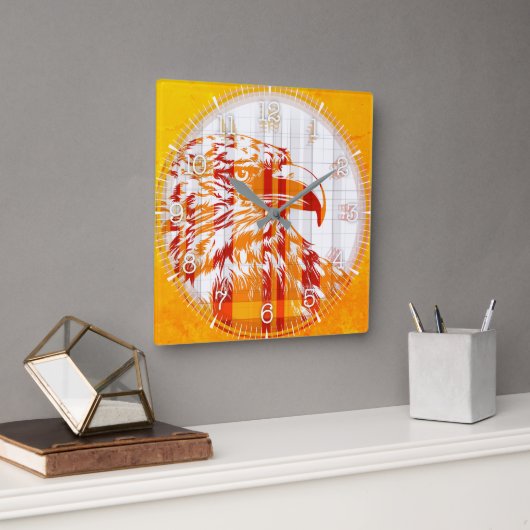 Time and illustrated art on your wall. quadratische wanduhr (Büro)