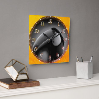 Time and illustrated art on your wall. quadratische wanduhr