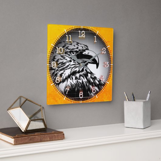 Time and illustrated art on your wall. quadratische wanduhr (Büro)