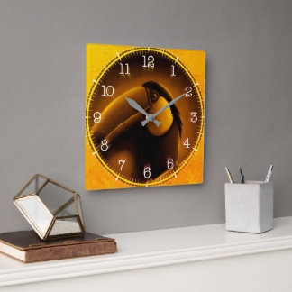Time and illustrated art on your wall. quadratische wanduhr