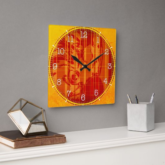 Time and illustrated art on your wall. quadratische wanduhr (Büro)