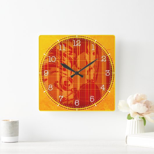 Time and illustrated art on your wall. quadratische wanduhr (Zuhause)