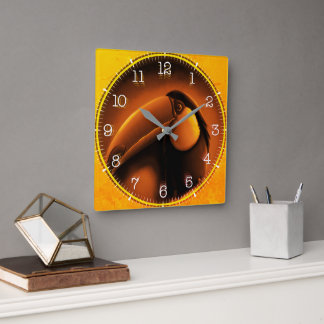 Time and illustrated art on your wall. quadratische wanduhr