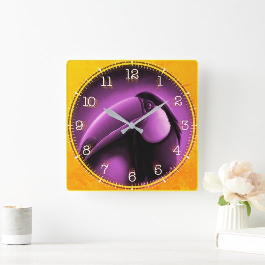 Time and illustrated art on your wall. quadratische wanduhr (Zuhause)