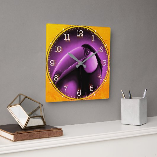 Time and illustrated art on your wall. quadratische wanduhr (Büro)