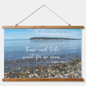 Time and Tide Geoffrey Chaucer Zitat Seascape Wandteppich Mit Holzrahmen (Vorne)