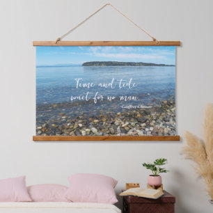 Time and Tide Geoffrey Chaucer Zitat Seascape Wandteppich Mit Holzrahmen
