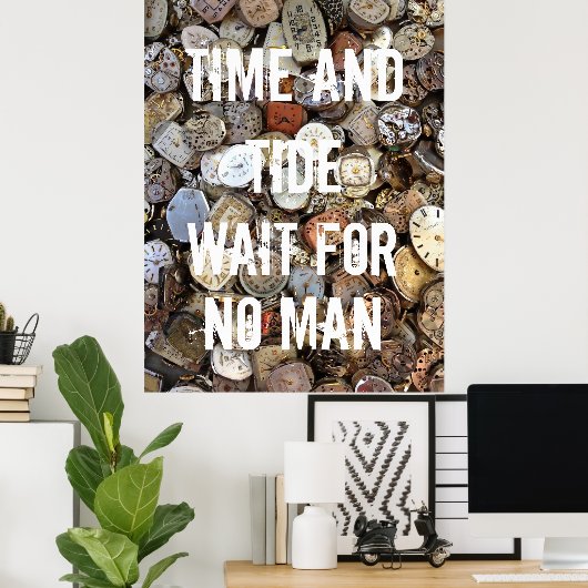 Time and Tide Wait for No Man Quote Poster (Heimbüro)