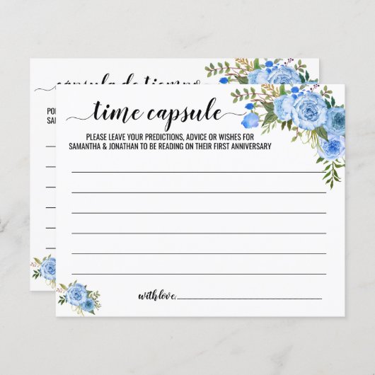 Time Capsule Advice Paare Dusche Englisch Spanisch (Vorne/Hinten)