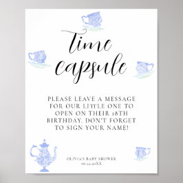 Time Capsule Baby Tee China Blue White Lace Poster