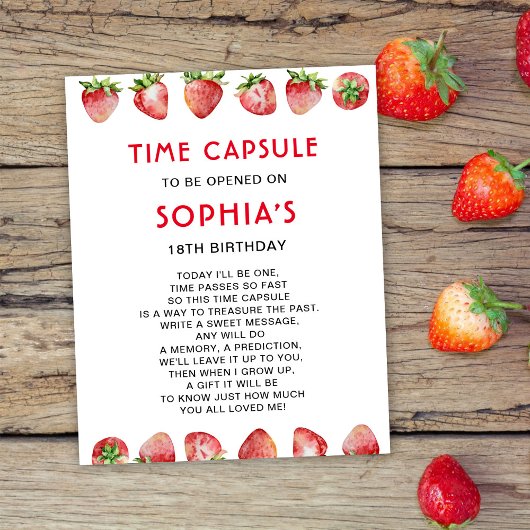 Time Capsule Erdbeere 1. Geburtstag Poster