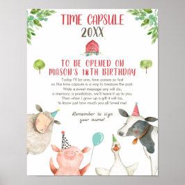 Time Capsule Farm Geburtstag Boy Barnyard Gästebuc Poster