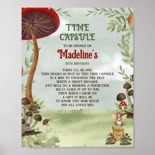 Time Capsule Forest Fairy Erste Magie ein Geburtst Poster (Vorne)