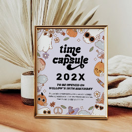 Time Capsule Groovy Spooky Halloween Birthday Poster