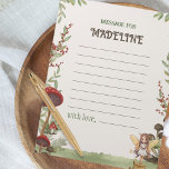 Time Capsule Message Fairy First Forest Birthday Notizblock<br><div class="desc">Treten Sie ein in das magische Reich der Feen und Waldlandschaften mit unserem Personalisierten Fee First Birthday Message Notepad. Jedes Notizblock zeichnet sich durch ein skurriles Design aus, das perfekt zum Thema "Fairy First Birthday" passt und Ihre Gäste in einen bezaubernden Wald mit flatternden Feen, bezaubernden Waldkreaturen und Todstühlen bringt....</div>