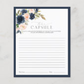 Time Capsule Navy Blue & Blush Floral Shower Game (Vorderseite)