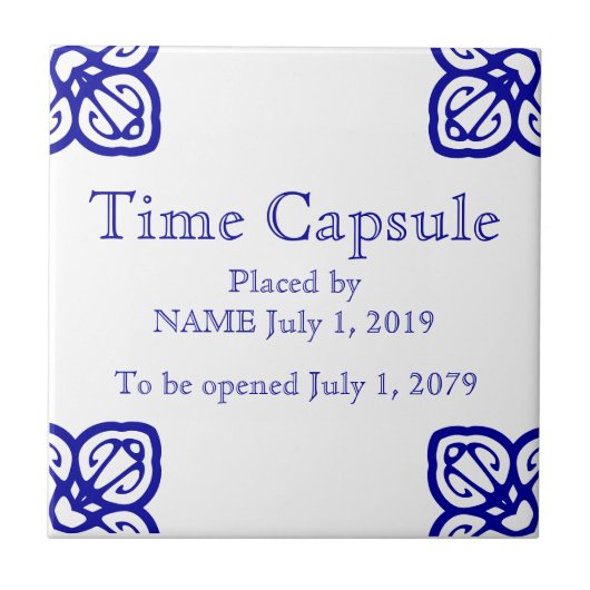 Time Capsule Plaque - Spanische Tile Fliese (Vorderseite)