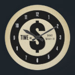 Time = $ Don’t Waste It Vintage Olive Große Wanduhr<br><div class="desc">A rustic, vintage-inspired wall clock with an olive textured background that resembles worn burlap. Bold black numbers and the humorous phrase “Don’t Waste It” emphasize the importance of valuing every moment, while adding a touch of wit to your space. Perfect for home offices, workspaces, or as a quirky gift for...</div>