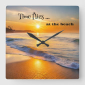 Time Fliegen Beach Sunset Quadratische Wanduhr (Vorderseite)