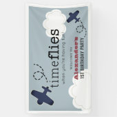 Time Fliegt Flugzeug Blue Boy Geburtstag Begrüßung Banner (Vertikal)
