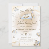 Time Fliegt Flugzeug erste Geburtstagspartei Einladung (Vorderseite)