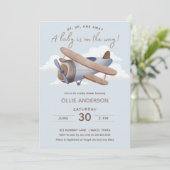 Time Flies Airplane Babydusche Einladung (Stehend Vorderseite)