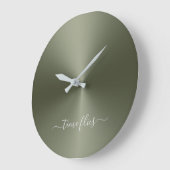 Time Flies Army Green Metallic Style Acrylic Große Wanduhr (Winkel)