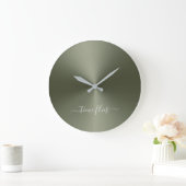 Time Flies Army Green Metallic Style Acrylic Große Wanduhr (Zuhause)
